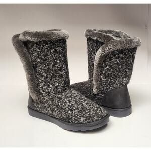 Pop Women's Sweater Boots Winter Heather Gray Faux Fur Lined Size 10
